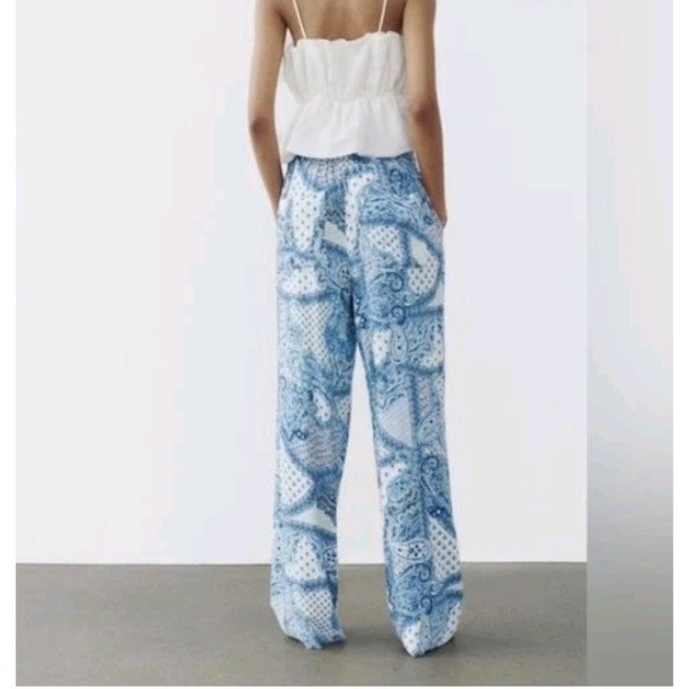 Zara Paisley Print Pull On Wide Leg Pants Size XL NWOT - Picture 12 of 12